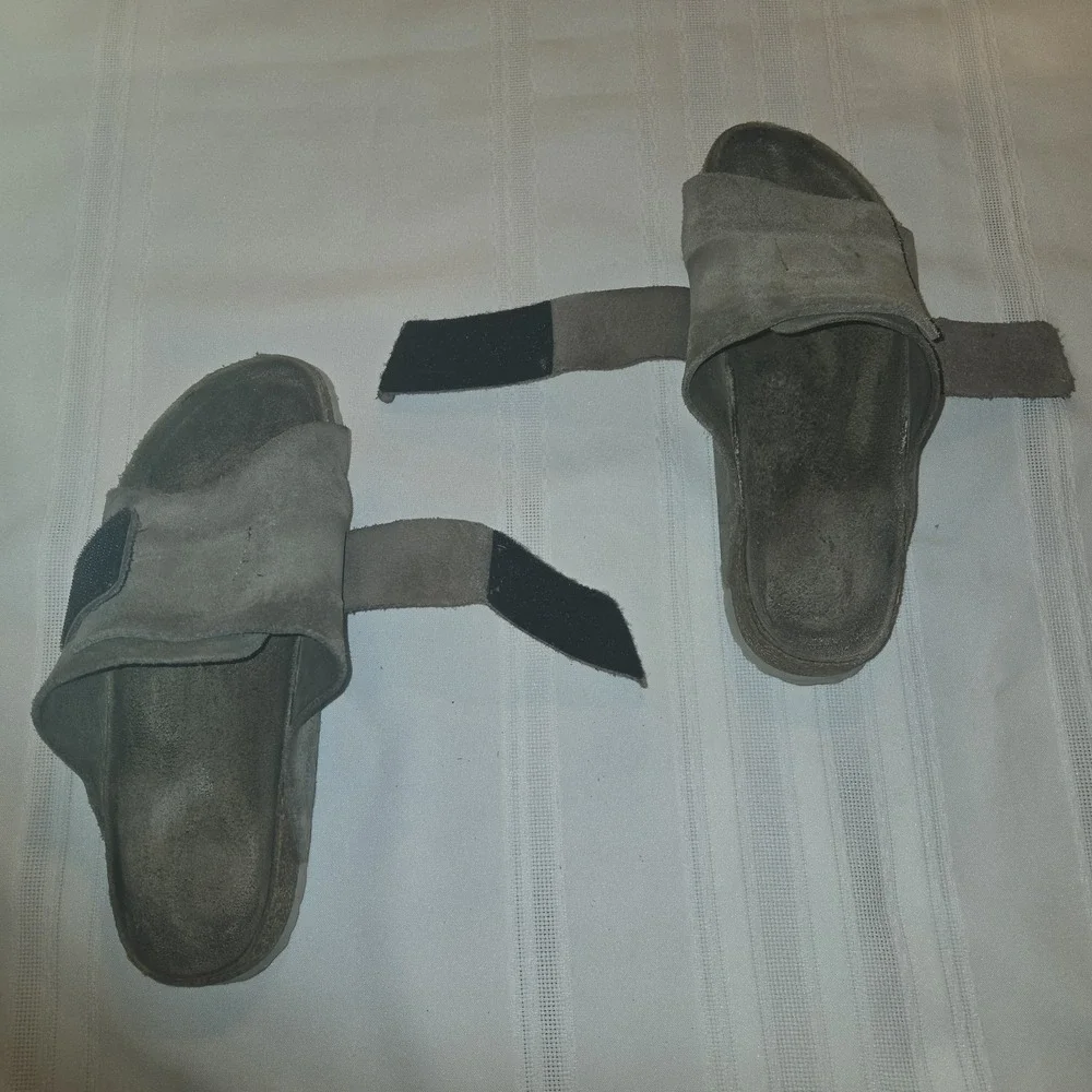 Birkenstock Kyoto Sandals 7M 9W Stone Suede Leather Adjustable Strap Lightweight